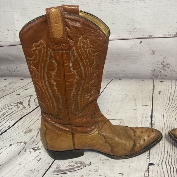 Montana Cowboy Boots Mens 7E Brown Leather‎ Pull On Western Pointed Toe main image 8